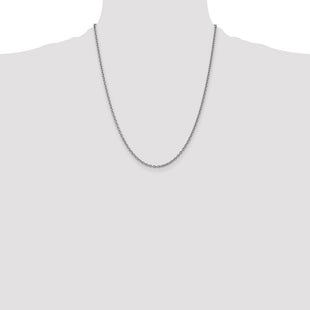 14K White Gold Round Open Link Cable with Lobster Clasp Chain (Style PEN211-22)