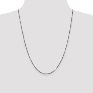 14K White Gold Round Open Link Cable with Lobster Clasp Chain (Style PEN211-24)