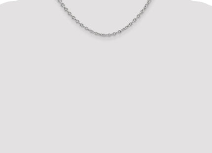 14K White Gold Round Open Link Cable with Lobster Clasp Chain (Style PEN212-16)