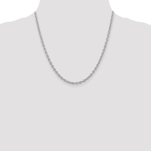 14K White Gold Round Open Link Cable with Lobster Clasp Chain (Style PEN212-20)