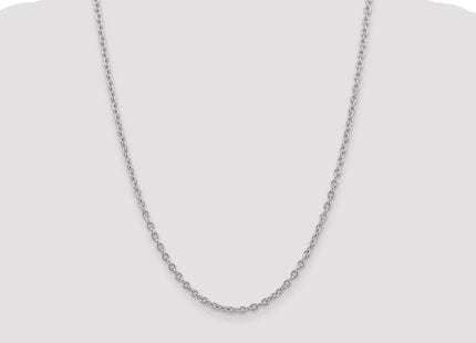 14K White Gold Round Open Link Cable with Lobster Clasp Chain (Style PEN212-24)