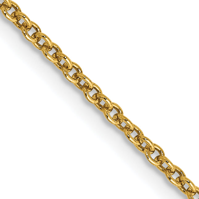 14K Round Open Link Cable with Lobster Clasp Chain, 18 x 1.6mm