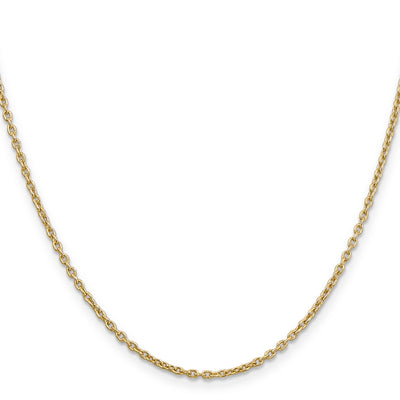 14K Round Open Link Cable with Lobster Clasp Chain, 16 x 2mm