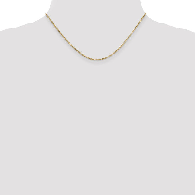 14K Round Open Link Cable with Lobster Clasp Chain, 16 x 2mm