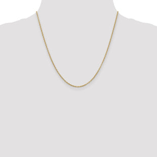 14K Round Open Link Cable with Lobster Clasp Chain (Style PEN216-20)