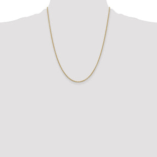 14K Round Open Link Cable with Lobster Clasp Chain (Style PEN216-22)