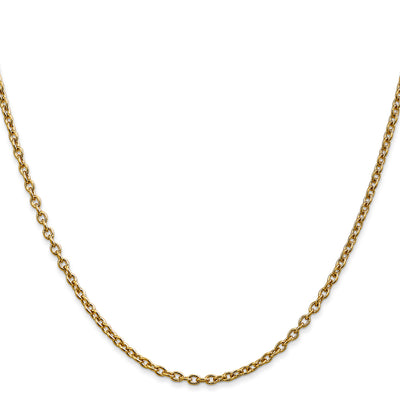 14K Round Open Link Cable with Lobster Clasp Chain, 16 x 2.4mm