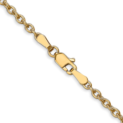 14K Round Open Link Cable with Lobster Clasp Chain, 16 x 2.4mm