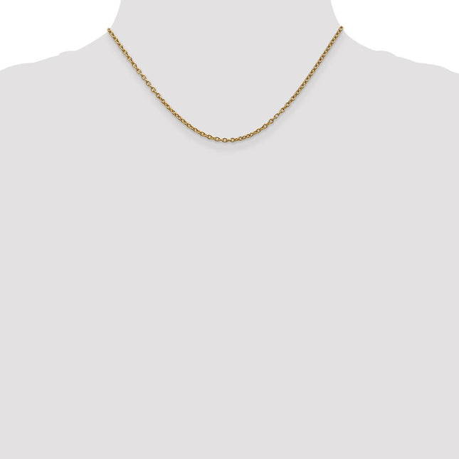 14K Round Open Link Cable with Lobster Clasp Chain, 16 x 2.4mm