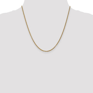 14K Round Open Link Cable with Lobster Clasp Chain (Style PEN217-20)