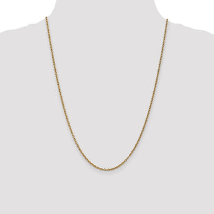 14K Round Open Link Cable with Lobster Clasp Chain (Style PEN217-24)