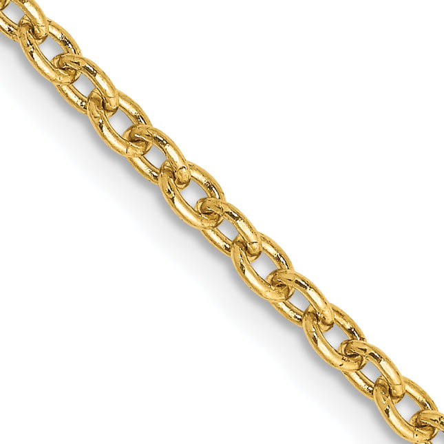 14K Round Open Link Cable with Lobster Clasp Chain, 16 x 2.4mm