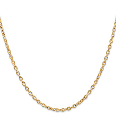 14K Round Open Link Cable with Lobster Clasp Chain, 16 x 3.2mm