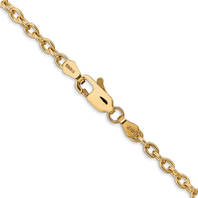 14K Round Open Link Cable with Lobster Clasp Chain, 16 x 3.2mm