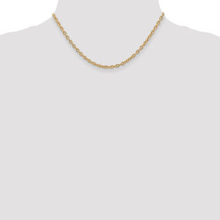 14K Round Open Link Cable with Lobster Clasp Chain (Style PEN218-16)