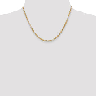 14K Round Open Link Cable with Lobster Clasp Chain (Style PEN218-18)