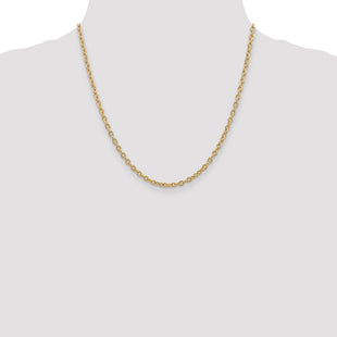 14K Round Open Link Cable with Lobster Clasp Chain (Style PEN218-20)