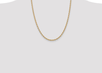 14K Round Open Link Cable with Lobster Clasp Chain (Style PEN218-22)
