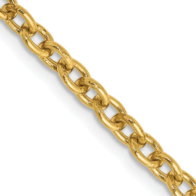 14K Round Open Link Cable with Lobster Clasp Chain, 16 x 3.2mm