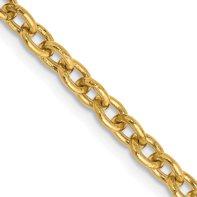 14K Round Open Link Cable with Lobster Clasp Chain, 16 x 3.2mm