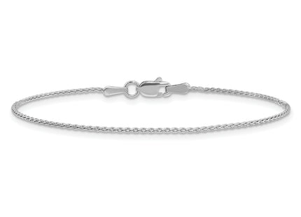 14K White Gold Parisian Wheat with Lobster Clasp Bracelet, 1 x 1.2mm