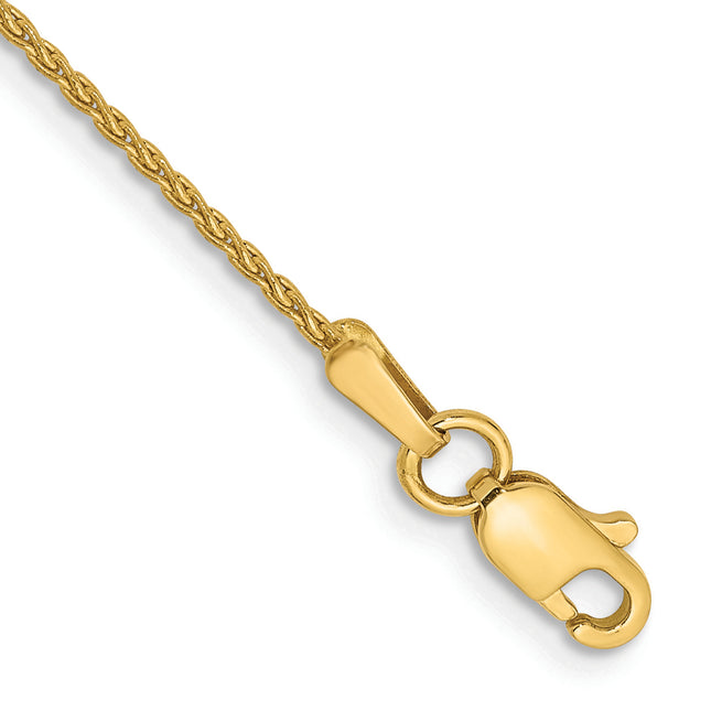 14k Parisian Wheat with Lobster Clasp Chain, 1 x 1.2mm