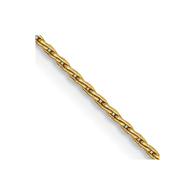 14K Round Parisian Wheat with Lobster Clasp Chain, 16 x 1mm