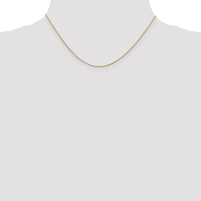 14K Diamond-cut Round Open Link Cable with Lobster Clasp Chain, 26 x 0.9mm