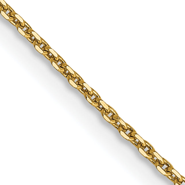 14K Diamond-cut Round Open Link Cable with Lobster Clasp Chain, 26 x 0.9mm