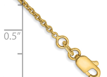 14K Forzantine Cable with Lobster Clasp Anklet, 9 x 1.4mm