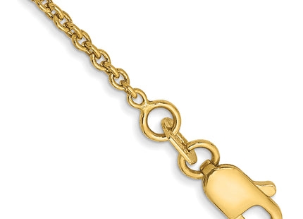 14K Forzantine Cable with Lobster Clasp Anklet, 9 x 1.4mm