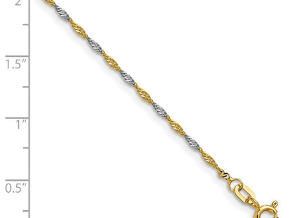 14k Yellow Gold with Rhodium Singapore Chain (Style PEN333-8)