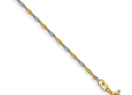 14k Yellow Gold with Rhodium Singapore Chain (Style PEN333-8)