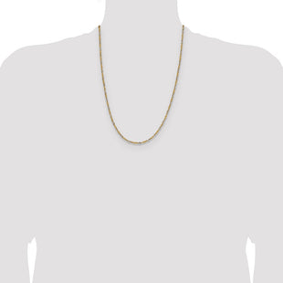 14k Yellow Gold with Rhodium Singapore Chain (Style PEN335-24)