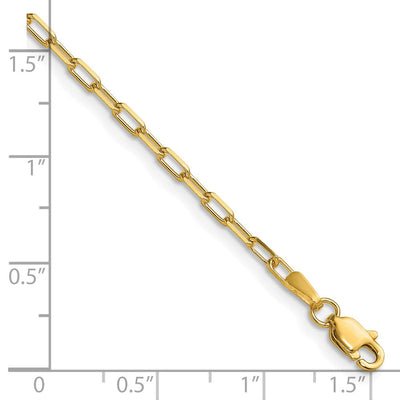 14K Solid Beveled Paperclip Chain, 7 x 2.1mm