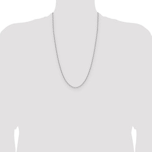 14k White Gold Solid Beveled Paperclip Chain (Style PEN342W-26)