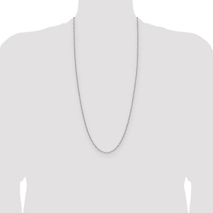 14k White Gold Solid Beveled Paperclip Chain (Style PEN342W-30)