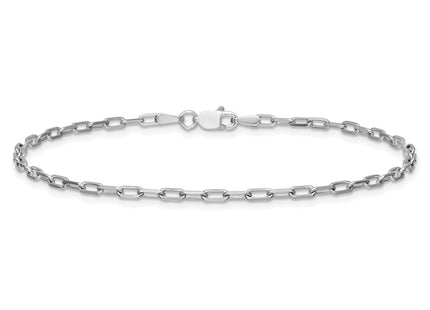14k White Gold Solid Beveled Paperclip Chain, 7 x 2.1mm