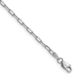 14k White Gold Solid Beveled Paperclip Chain (Style PEN342W-8)