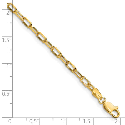 14K Solid Beveled Paperclip Chain, 7 x 3mm