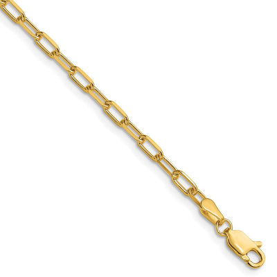 14K Solid Beveled Paperclip Chain, 7 x 3mm