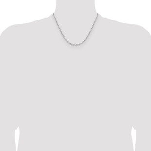 14k White Gold Solid Beveled Paperclip Chain (Style PEN343W-18)