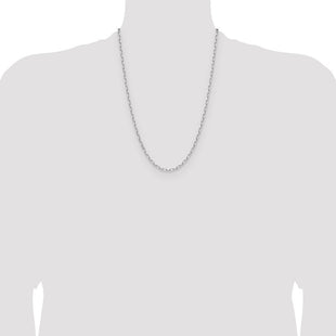 14k White Gold Solid Beveled Paperclip Chain (Style PEN343W-24)