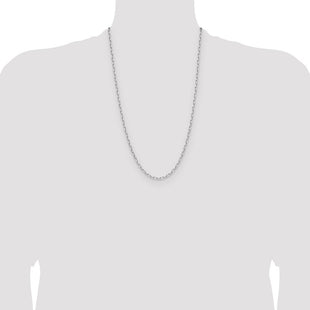 14k White Gold Solid Beveled Paperclip Chain (Style PEN343W-26)