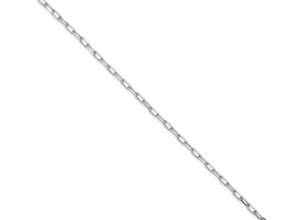 14k White Gold Solid Beveled Paperclip Chain, 7 x 3mm
