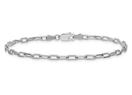 14k White Gold Solid Beveled Paperclip Chain, 7 x 3mm