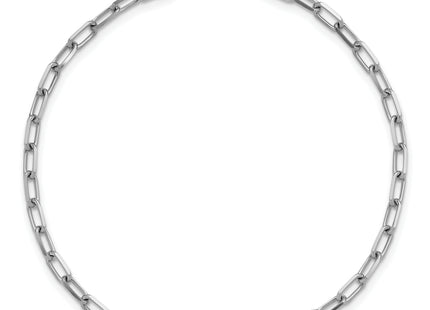 14k White Gold Solid Beveled Paperclip Chain, 7 x 3mm