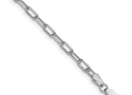 14k White Gold Solid Beveled Paperclip Chain (Style PEN343W-8)