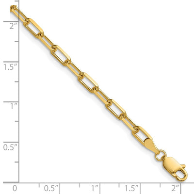 14K Solid Beveled Paperclip Chain, 7 x 3.5mm