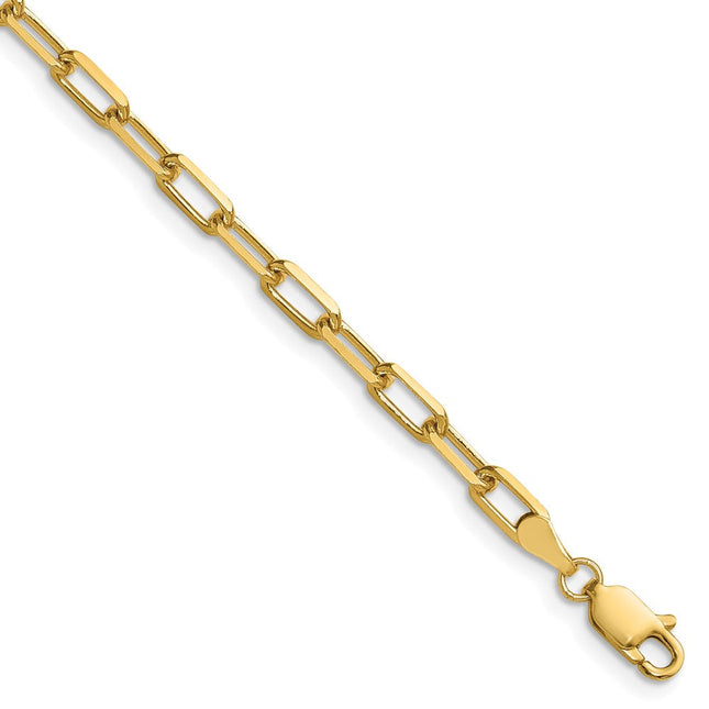 14k Solid Beveled Paperclip Chain, 7 x 3.5mm